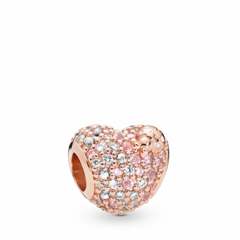 Pandora Gleaming Ladybird Heart Charm Ireland - Pandora Rose/Enamel/Pink/Mixed Stones - 378519NCZ